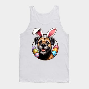 Border Terrier in Bunny Ears Enjoying Easter Celebrations Tank Top